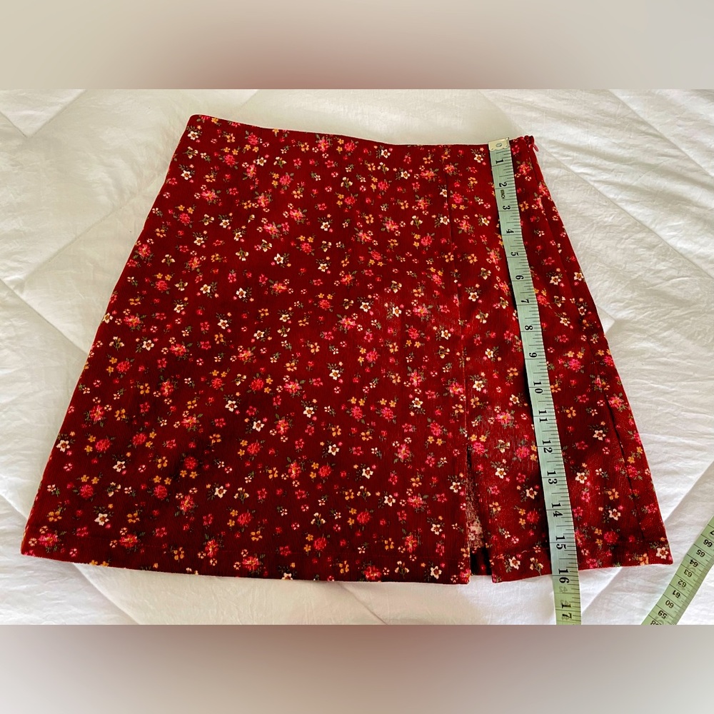 Brown floral mini dress with small slit on side